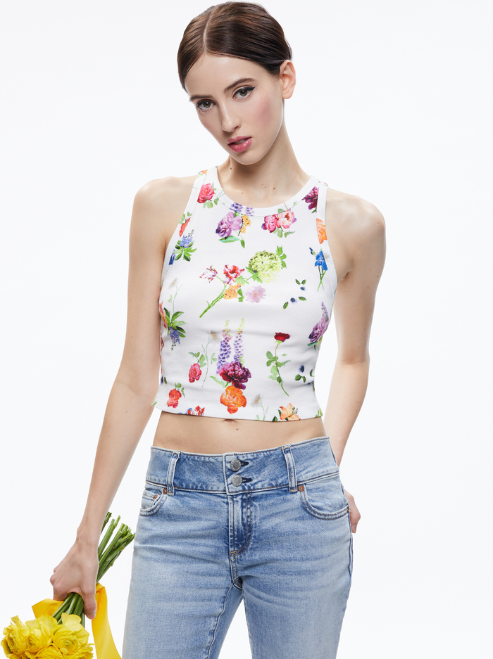 ALLEN CREWNECK SLEEVELESS TANK - EUPHORIA BLOOM - Alice And Olivia