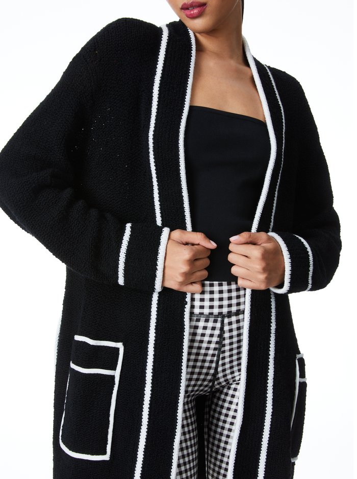 DORIA BELTED SWEATER ROBE - BLACK/WHITE image 3 - Alice And Olivia