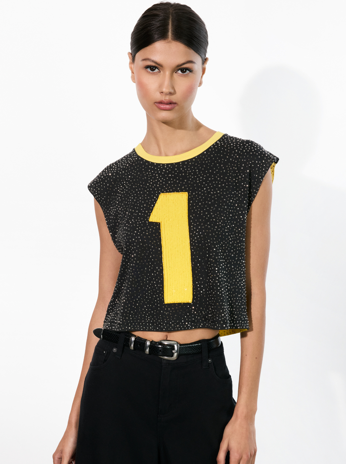 A+O X THE BEATLES MICAH MUSCLE TANK - NUMBER ONE image 1 - Alice And Olivia