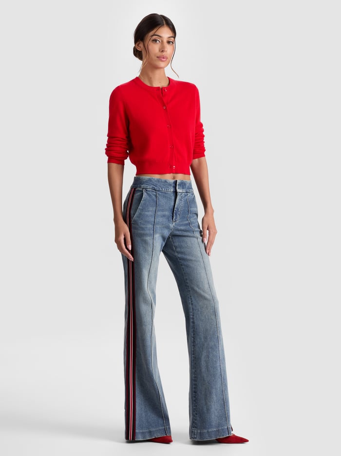 DOLLIE CASHMERE CARDIGAN - BRIGHT RUBY image 4 - Alice And Olivia