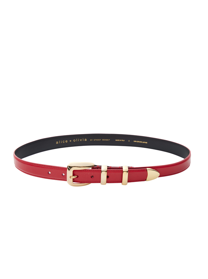 HAYDEN BUCKLE BELT - BRIGHT RUBY/GOLD image 4 - Alice And Olivia