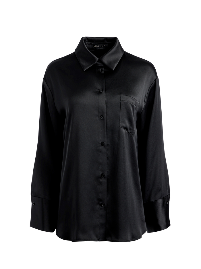 FINELY OVERSIZED BUTTON DOWN SHIRT - BLACK image 5 - Alice And Olivia