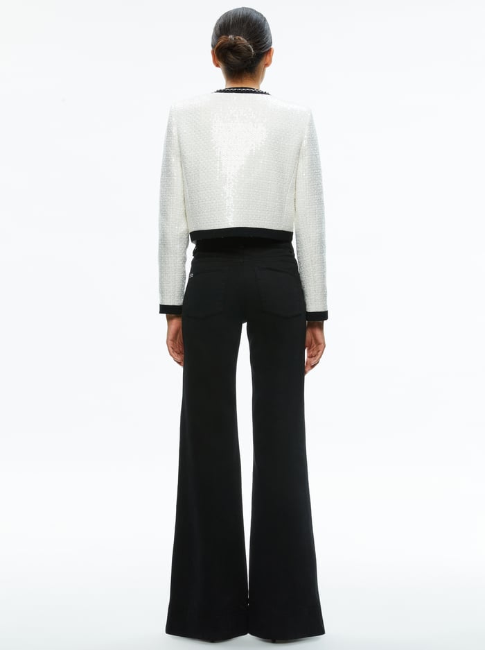 GWYNETH EMBELLISHED CROPPED BOW JACKET - OFF WHITE image 1 - Alice And Olivia