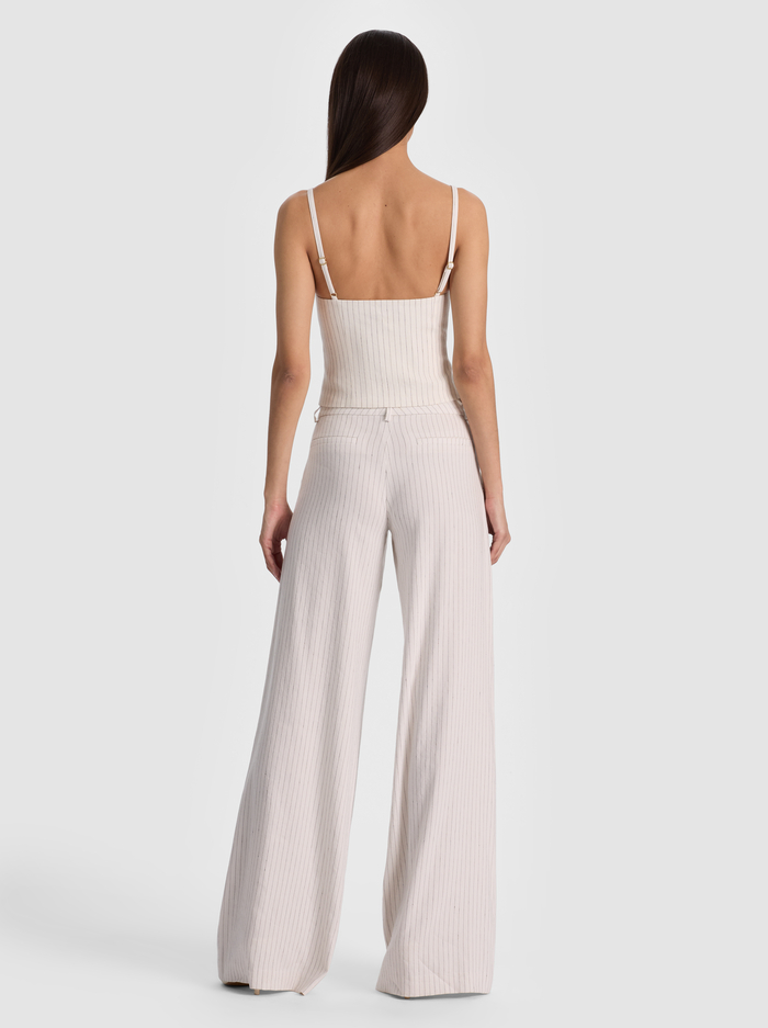 ERIC LINEN PANT - OFF WHITE/BLACK PINSTRIPE image 3 - ALICE + OLIVIA