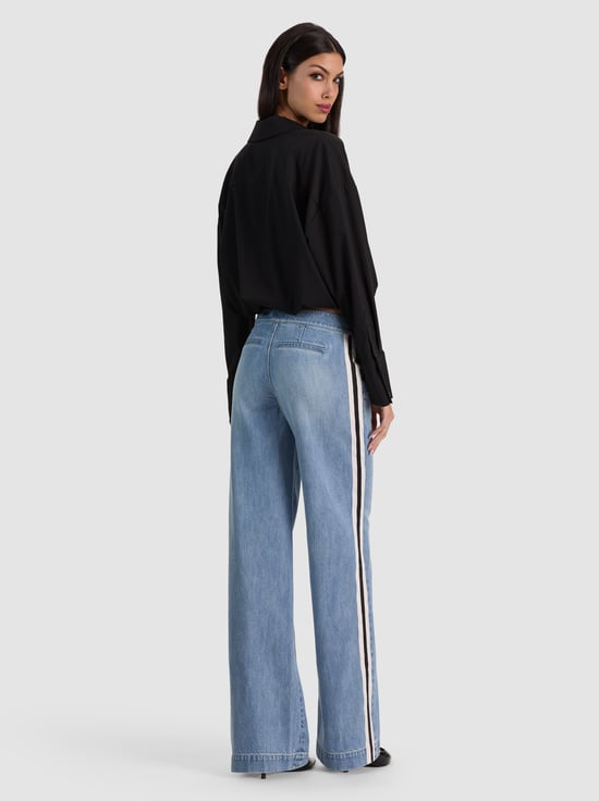 EDIE WASH/OFF WHITE/BLACK-XANDER RACING STRIPE JEAN