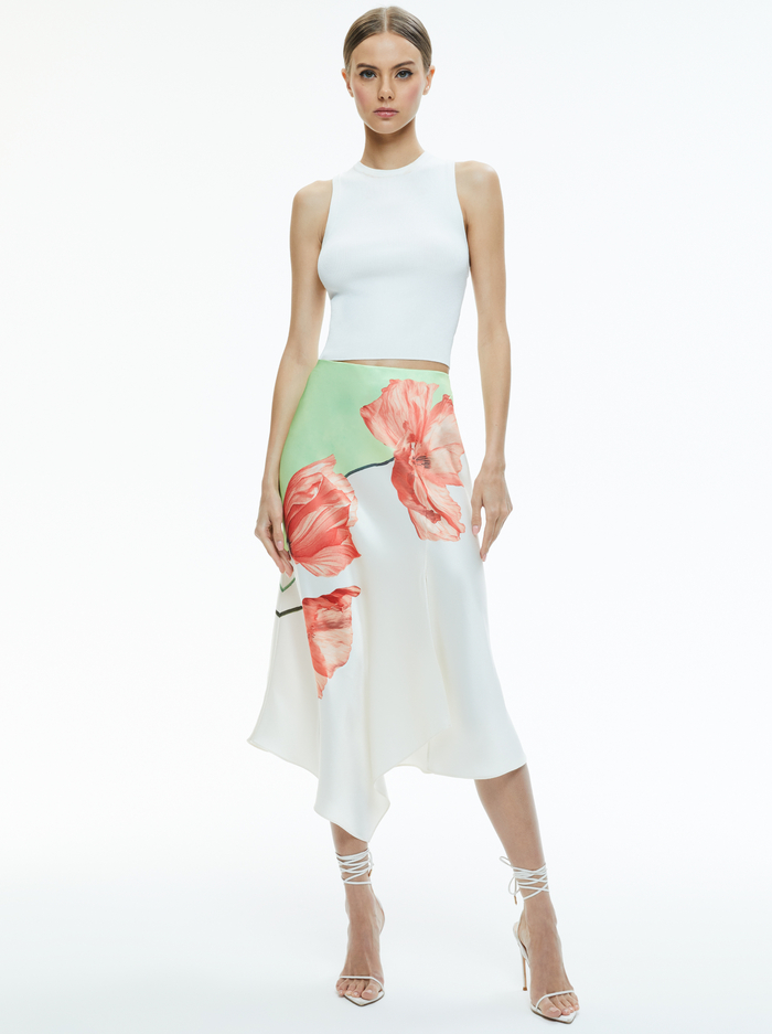 HARMONY DRAPEY SLIT ASYMMETRIC SKIRT - DREAM LIFE SHARP GREEN image 1 - Alice And Olivia