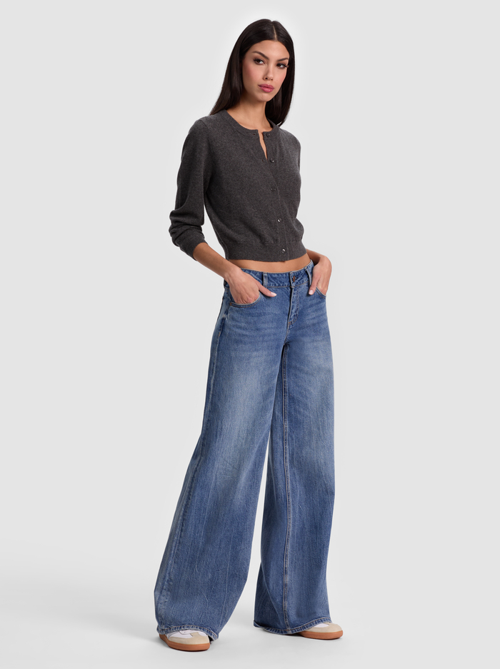 DOLLIE CASHMERE CARDIGAN - CHARCOAL HEATHER image 5 - ALICE + OLIVIA