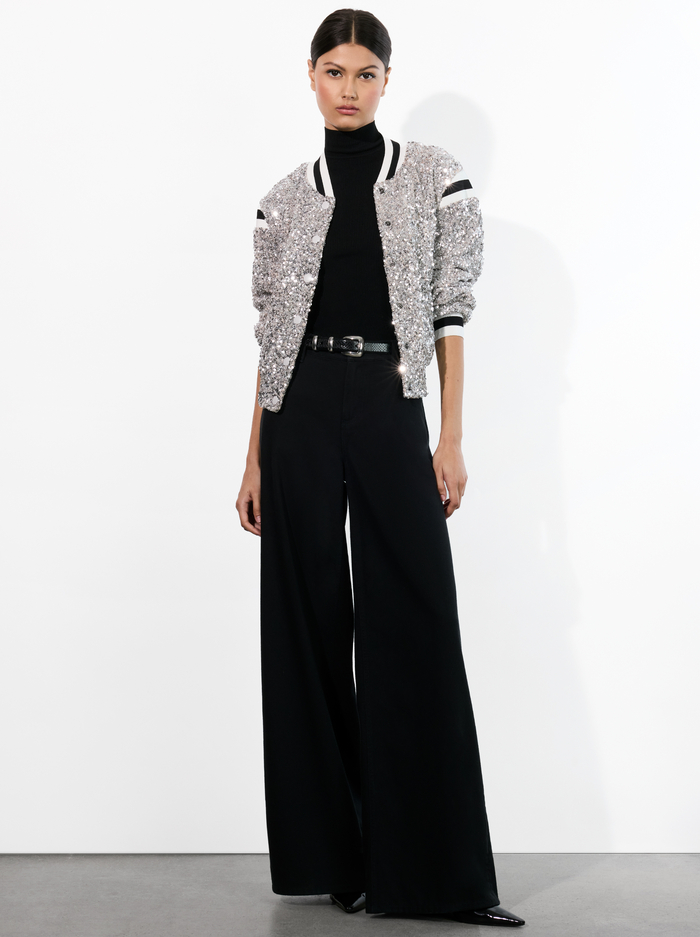 A+O X THE BEATLES KERI VARSITY JACKET - SILVER/WHITE image 5 - Alice And Olivia