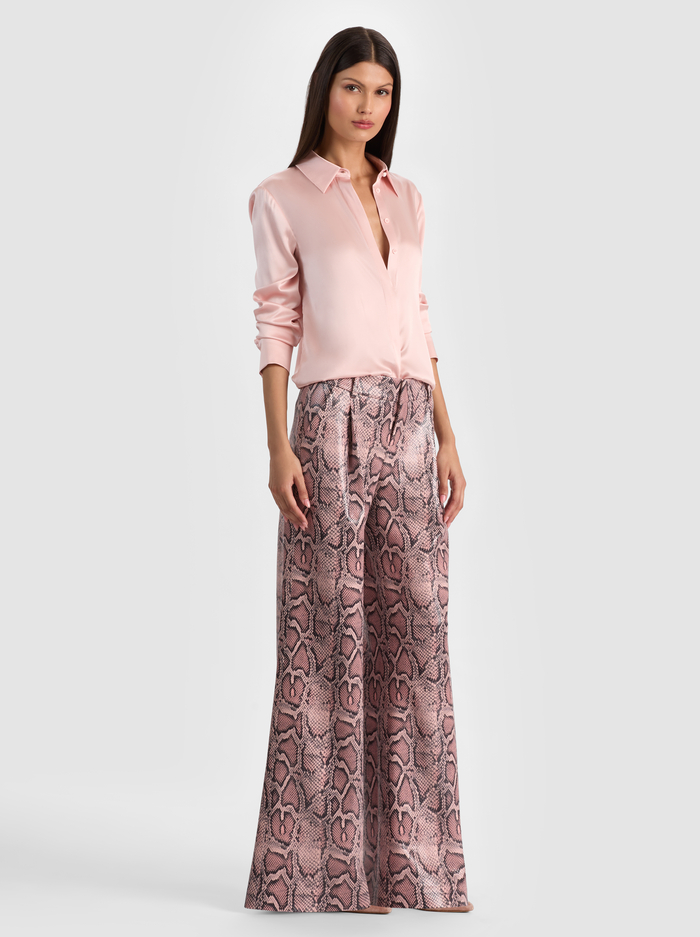 ERIC VEGAN SNAKESKIN PANT - ENGLISH ROSE/BLACK SNAKE image 4 - ALICE + OLIVIA
