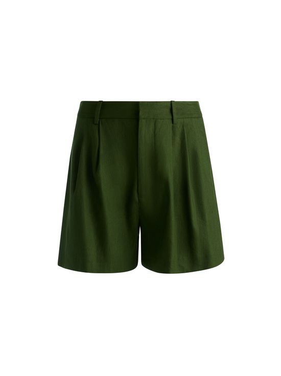 DARK FERN-CONRY LINEN BERMUDA SHORT
