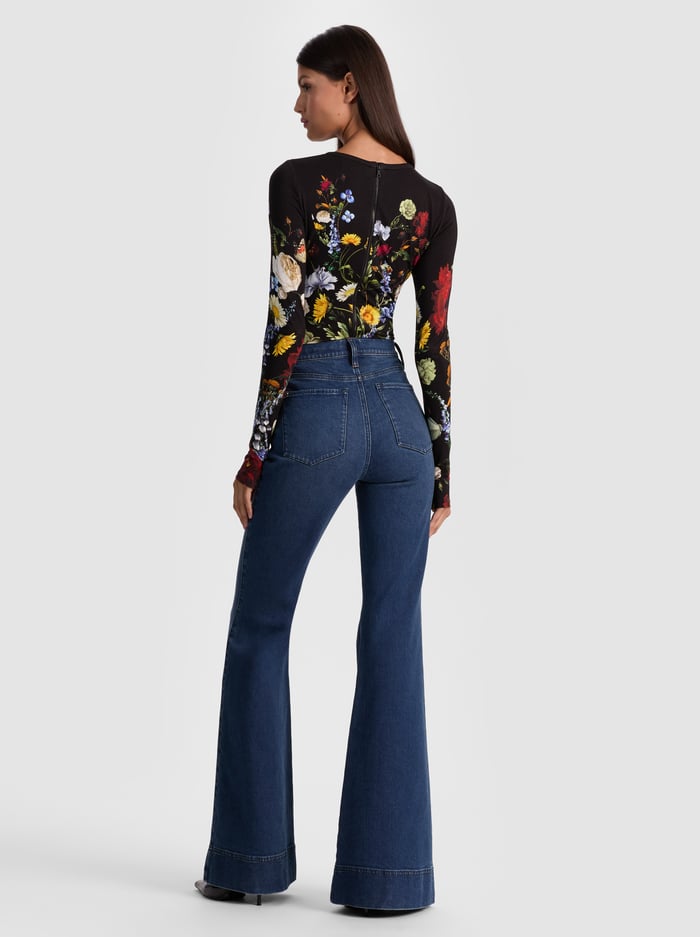 OLEA LONG SLEEVE BODYSUIT - SOCIAL HOUR BLACK image 2 - Alice And Olivia
