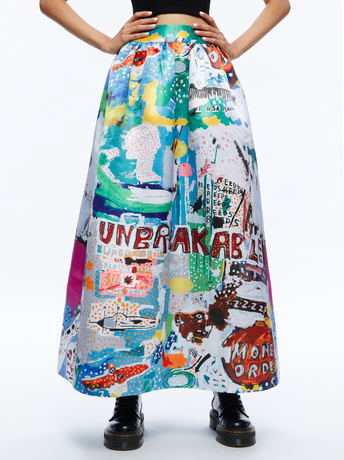 UNBREAKABLE-A+O X BASQUIAT TINA TEA LENGTH SKIRT