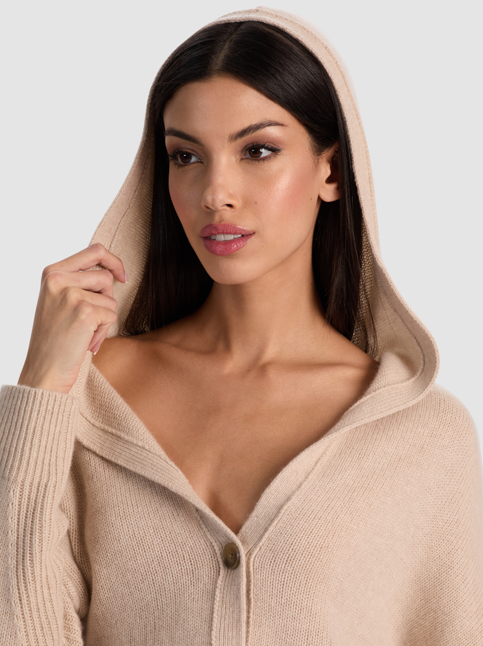 COREY HOODED CASHMERE CARDIGAN - OATMEAL HEATHER image 3 - ALICE + OLIVIA