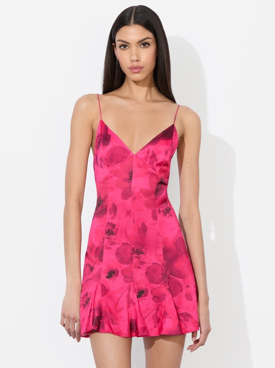 FLORAL FLING RASPBERRY-JULIETTA MINI SLIP DRESS