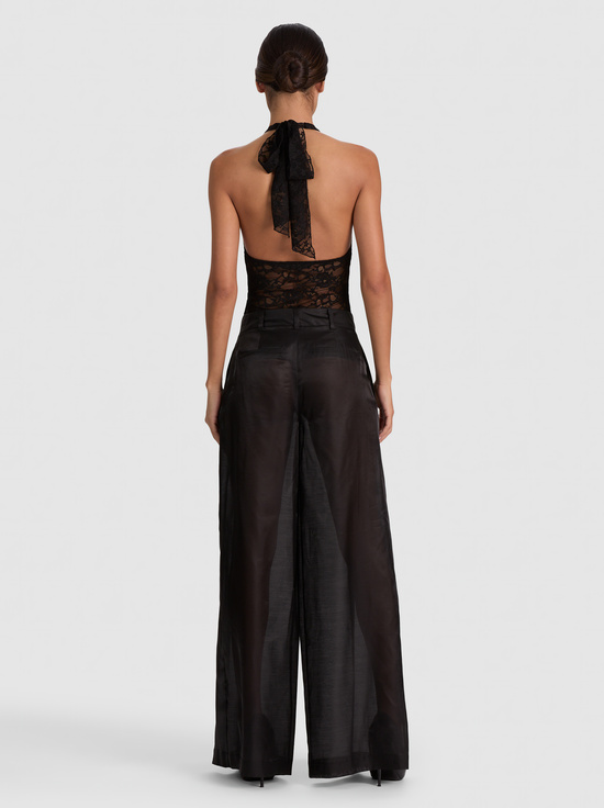 BLACK-BLAIRE PLEATED SHEER PANT