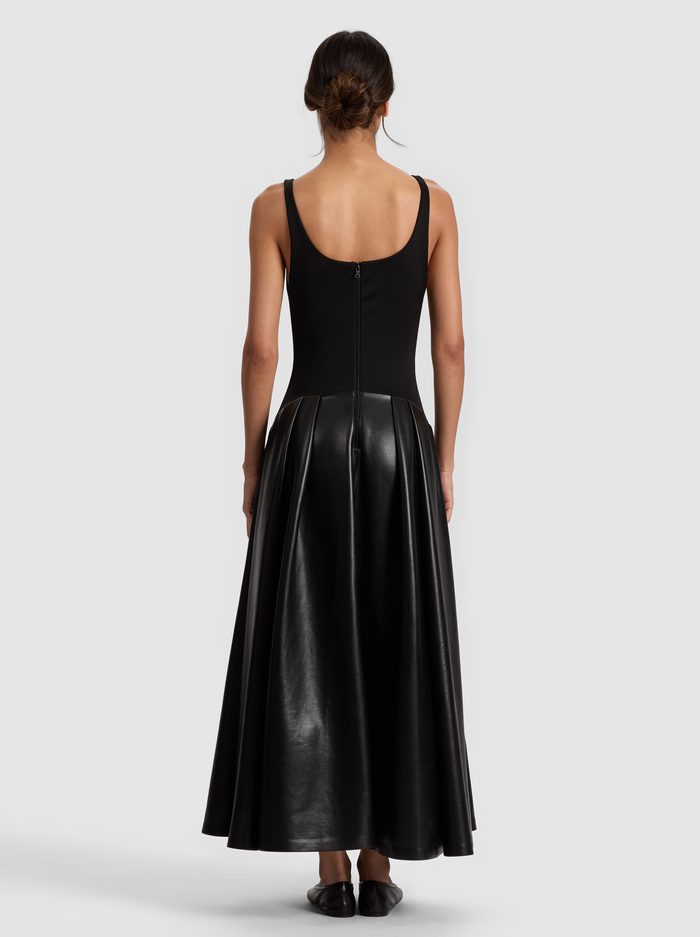 ADLEY DROP WAIST VEGAN DRESS - BLACK image 2 - Alice And Olivia