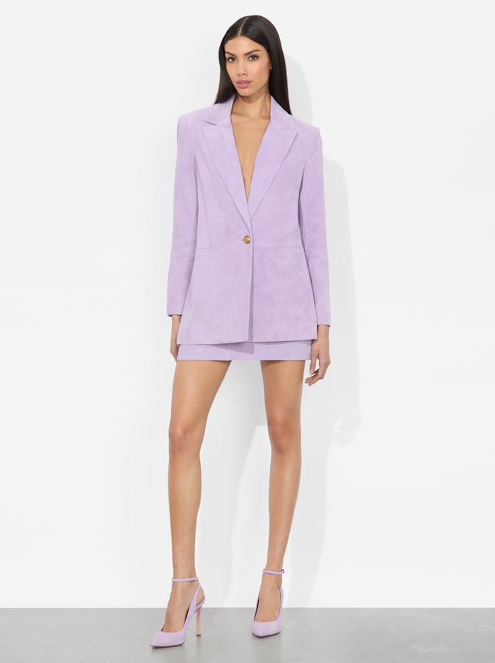 HADLIE SUEDE BLAZER - DARK LILAC image 4 - Alice And Olivia
