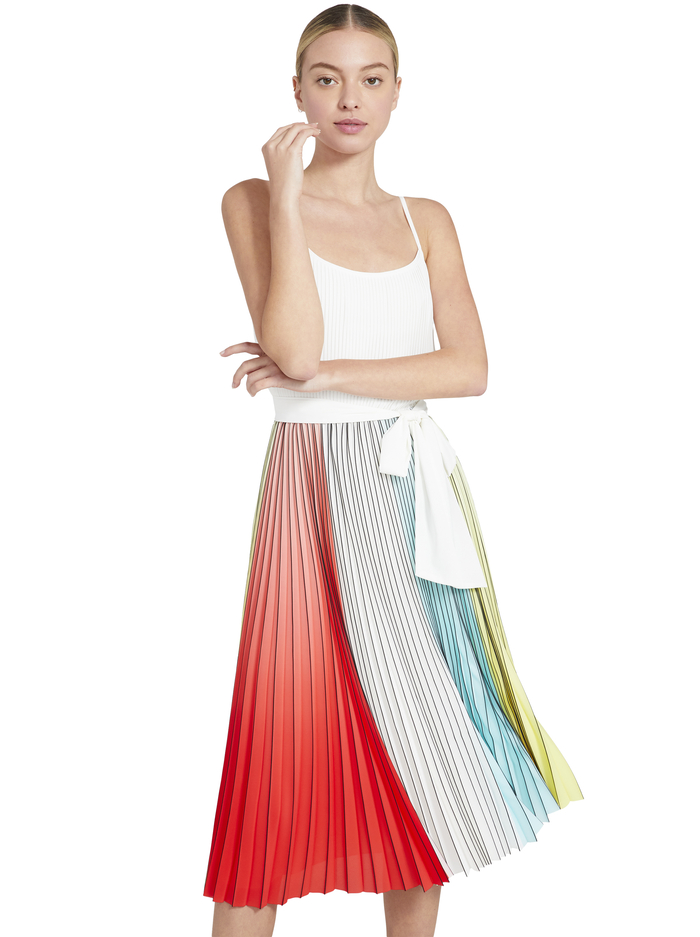 VIVIENNE PLEATED MIDI DRESS - OFF WHITE/MULTI image 2 - ALICE + OLIVIA