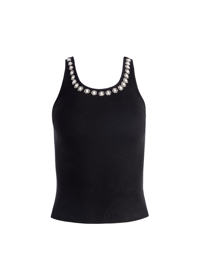KORI EMBELLISHED RIBBED TANK - BLACK/MULTI image 5 - Alice And Olivia
