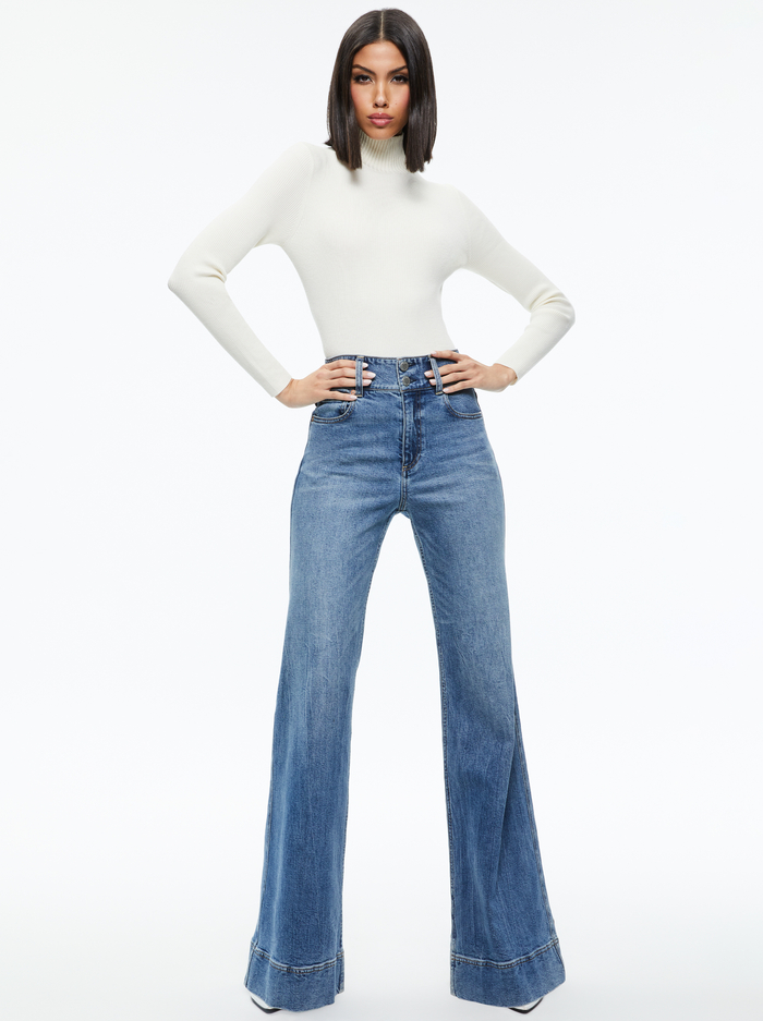 SENAIDA CROPPED MOCK NECK PULLOVER - SOFT WHITE image 4 - Alice And Olivia