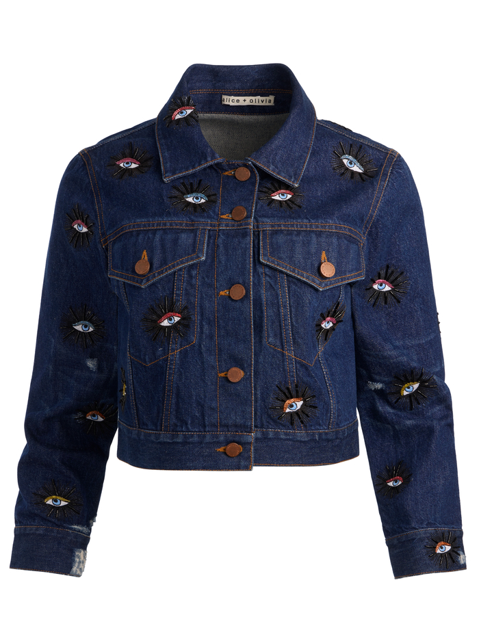 CHLOE EMBELLISHED DENIM JACKET - CATHERINE DARK image 5 - Alice And Olivia