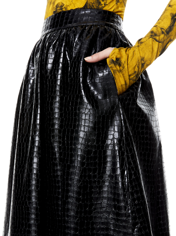 TINA VEGAN LEATHER GOWN SKIRT - BLACK image 3 - Alice And Olivia