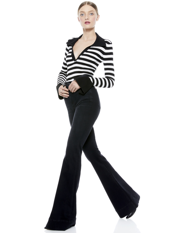 DARALEE FITTED POLO - BLACK/WHITE image 4 - ALICE + OLIVIA