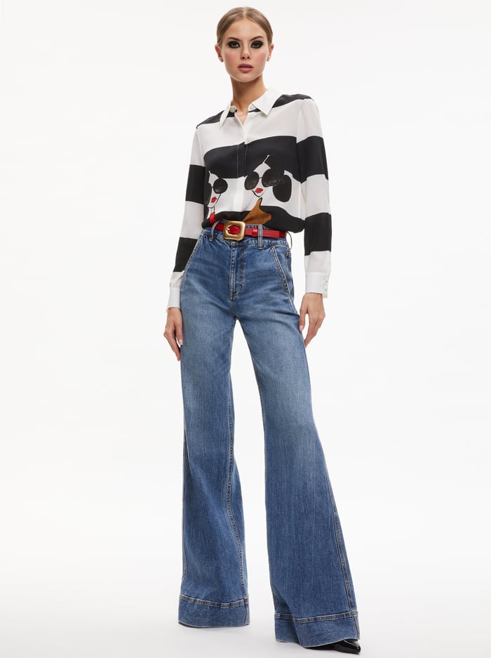 WILLA STACEFACE TOP - BLACK/MULTI image 1 - Alice And Olivia