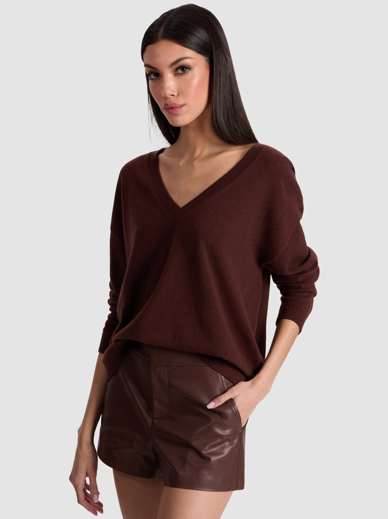 MOCHA-WILLIAMS CASHMERE PULLOVER