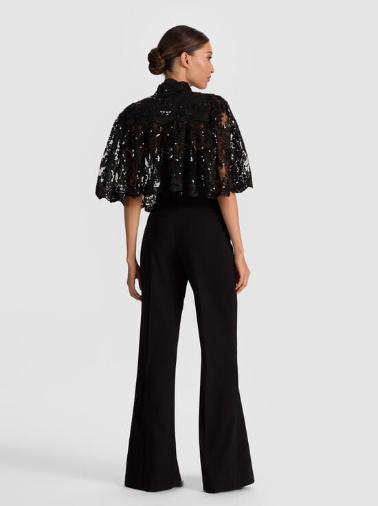 BLACK-AURELIA EMBELLISHED LACE CAPELET