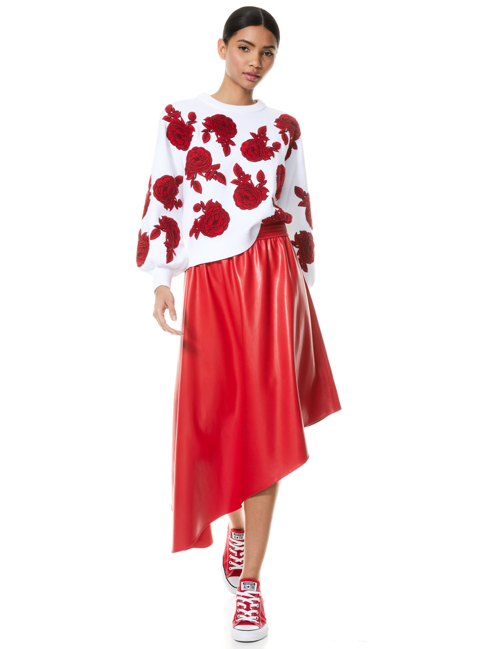 CARWEN EMBROIDERED PULLOVER - SOFT WHITE/BRIGHT POPPY image 5 - Alice And Olivia