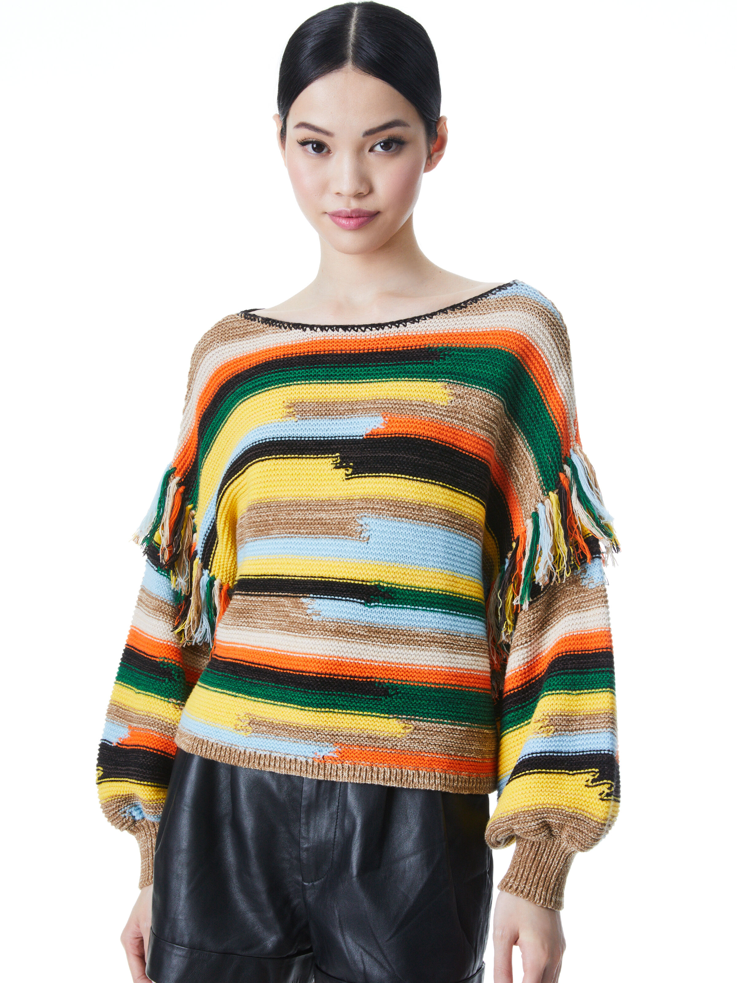 yellow fringe sweater