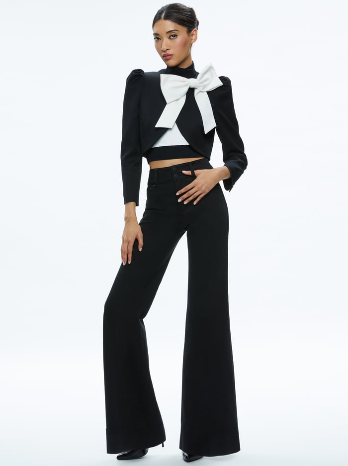 ADDISON BOW JACKET - BLACK/OFF WHITE image 2 - Alice And Olivia