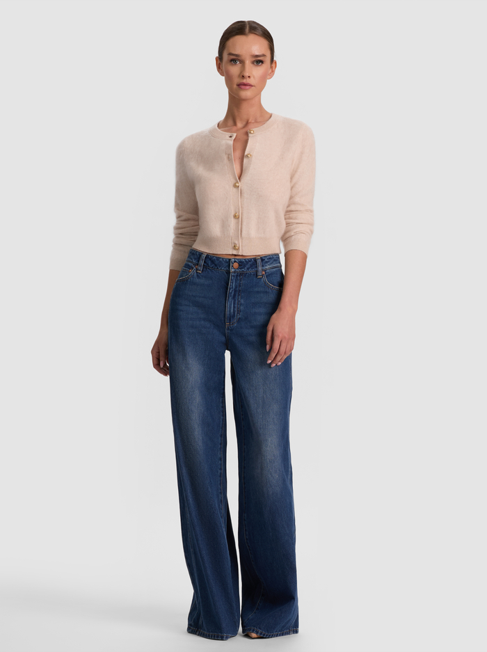 DOLLIE BRUSHED CASHMERE CARDIGAN - OATMEAL HEATHER image 1 - ALICE + OLIVIA