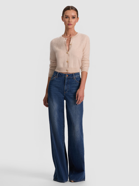 OATMEAL HEATHER-DOLLIE BRUSHED CASHMERE CARDIGAN