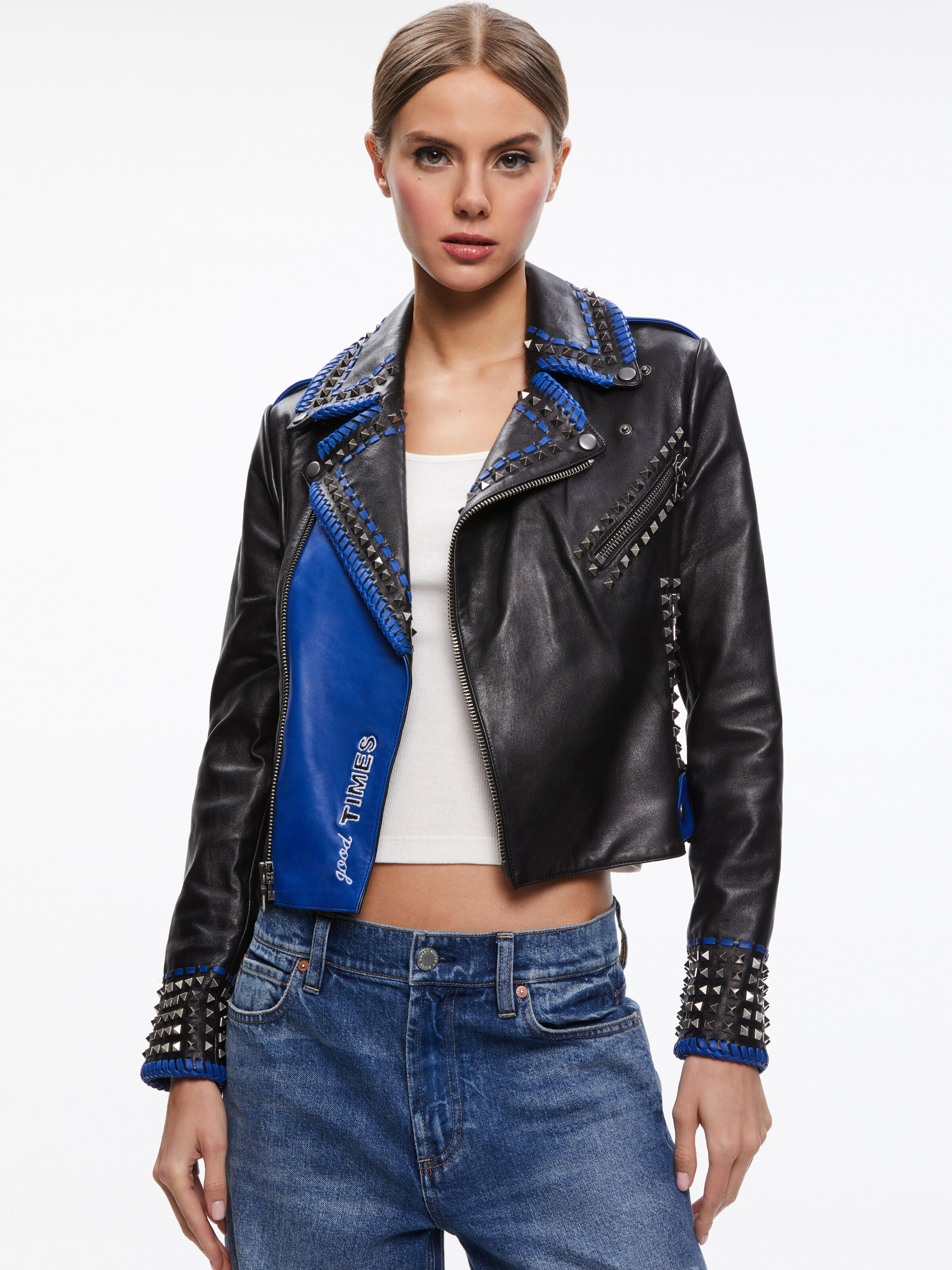 Alice and olivia leather jacket sale online