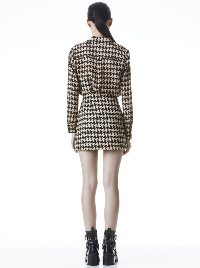 RENNA HOUDSTOOTH WRAP SKIRT - ALMOND/BLACK image 1 - ALICE + OLIVIA