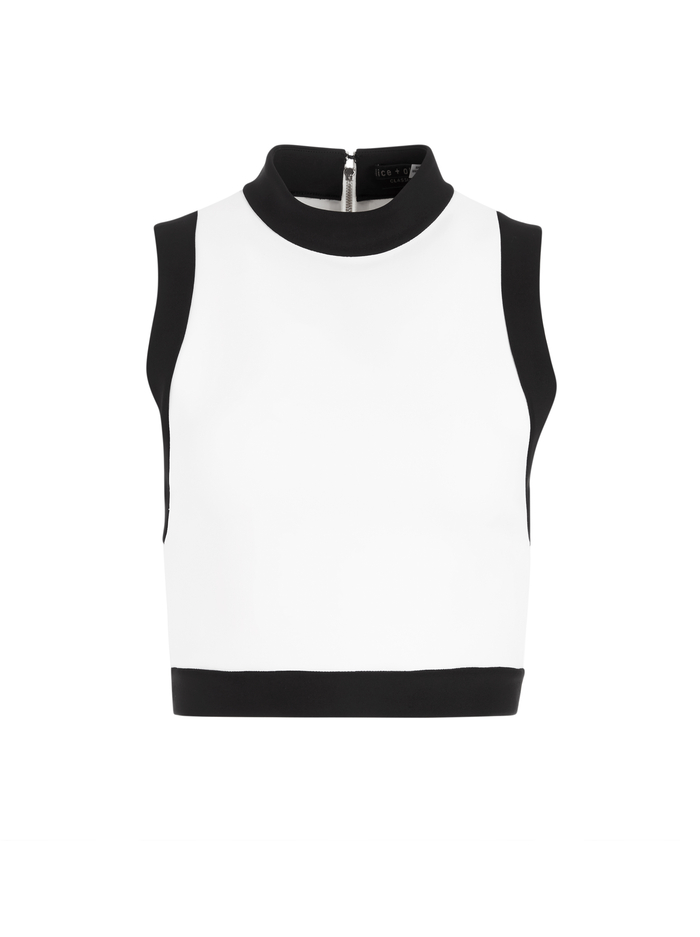 MORY COLORBLOCK CROP TOP - OFF WHITE/BLACK image 5 - Alice And Olivia