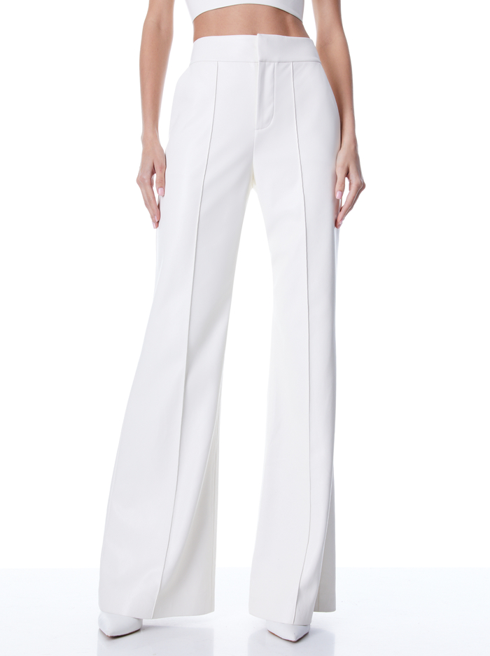 DYLAN VEGAN LEATHER WIDE LEG PANT - ECRU - Alice And Olivia