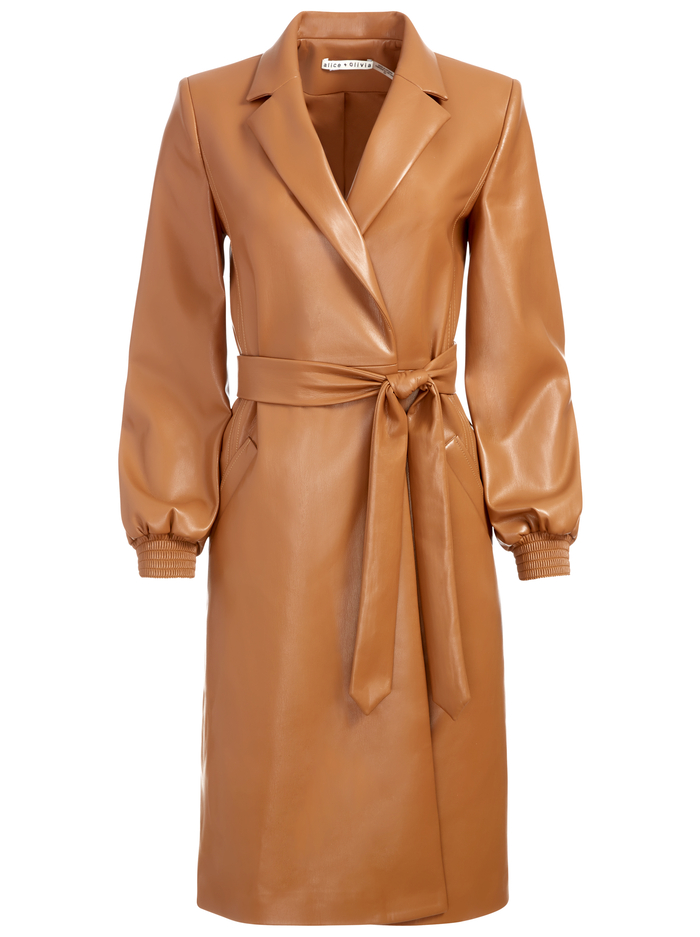 TAMESHA VEGAN LEATHER COAT - CAMEL image 5 - Alice And Olivia