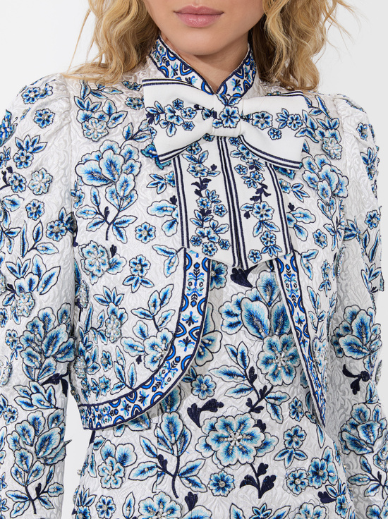 BLUE/OFF WHITE-ILARIA CROPPED JACKET