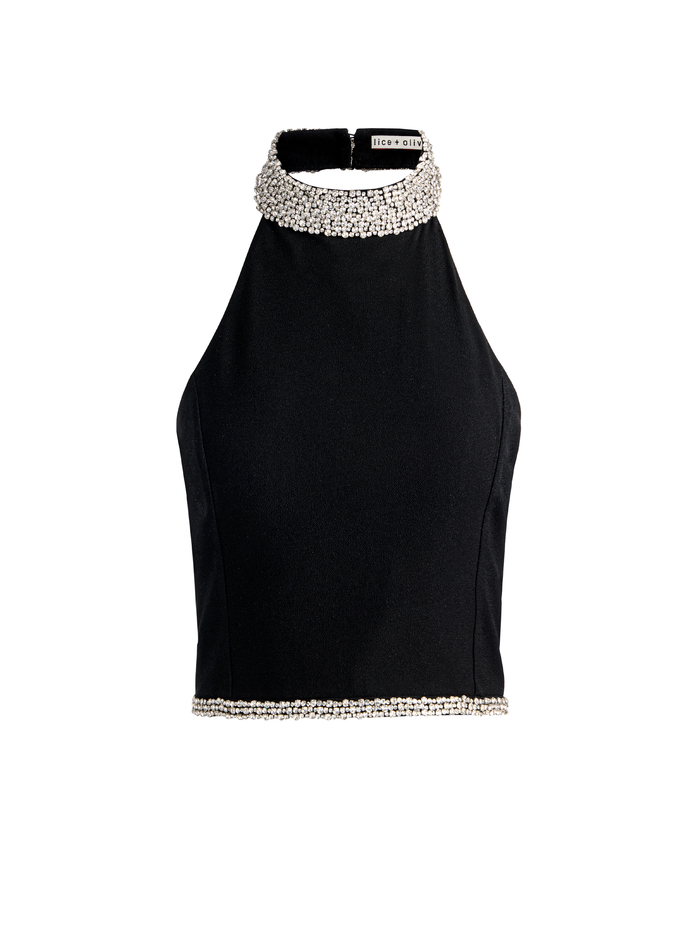 GATZ EMBELLISHED TOP - BLACK image 5 - ALICE + OLIVIA