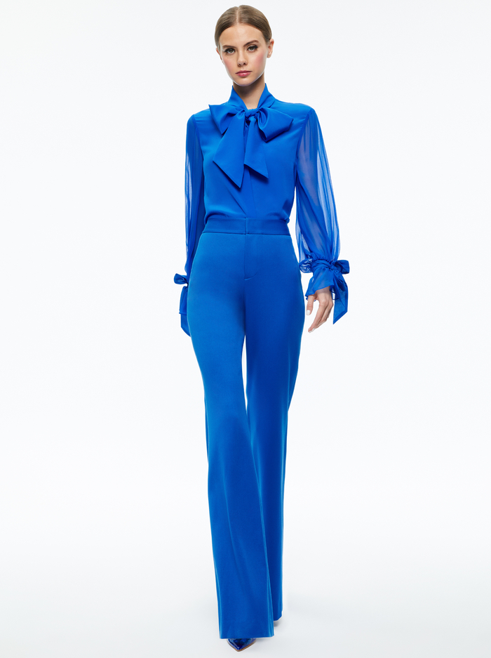 LLOYD TIE NECK TOP - SAPPHIRE image 4 - Alice And Olivia
