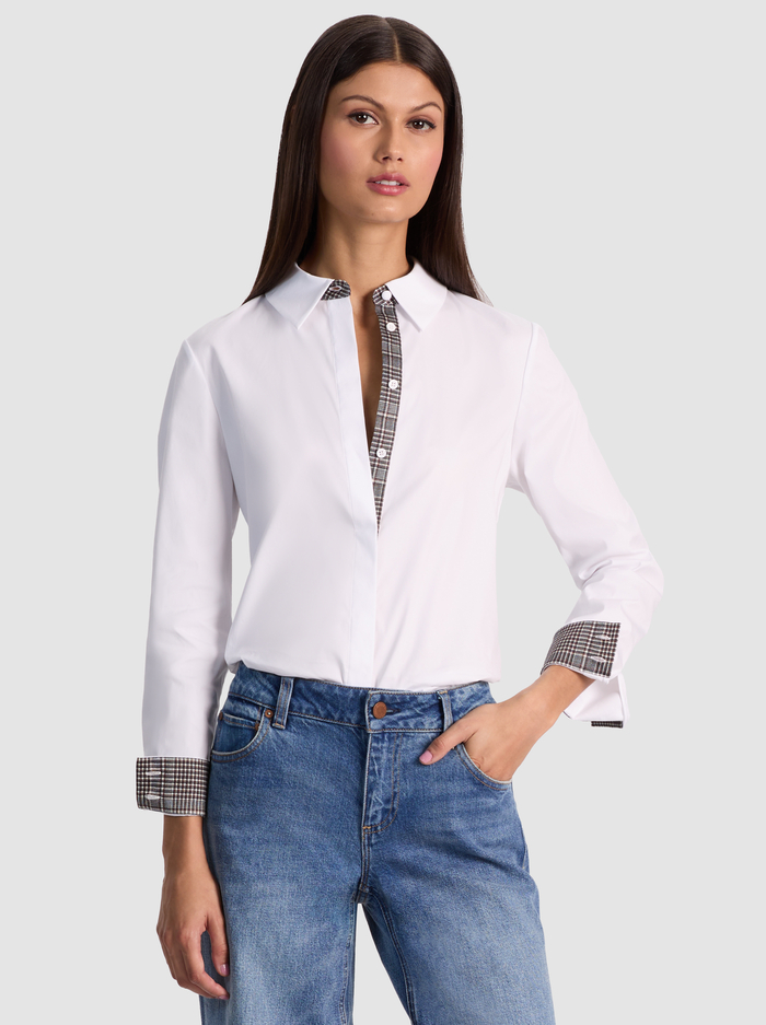 PERFECT BUTTON DOWN - OFF WHITE/BLACK - Alice And Olivia
