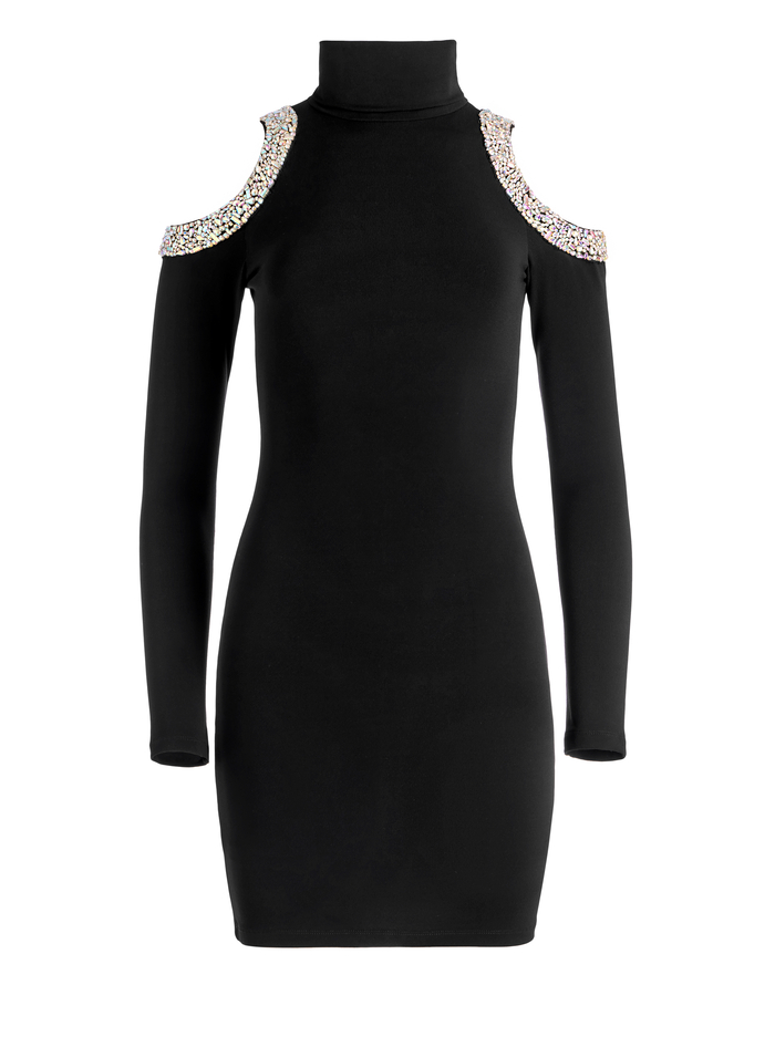 DELORA EMBELLISHED SHOULDER CUT OUT MINI DRESS - BLACK image 5 - ALICE + OLIVIA