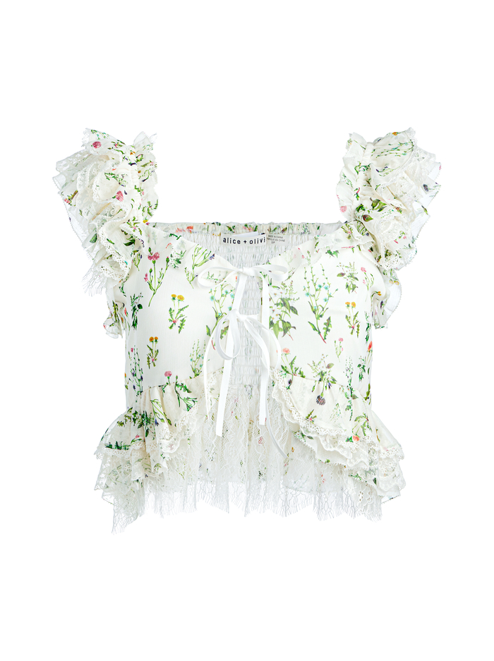 CHARLINE RUFFLE CROPPED TOP - GEORGIA FLORAL image 5 - Alice And Olivia