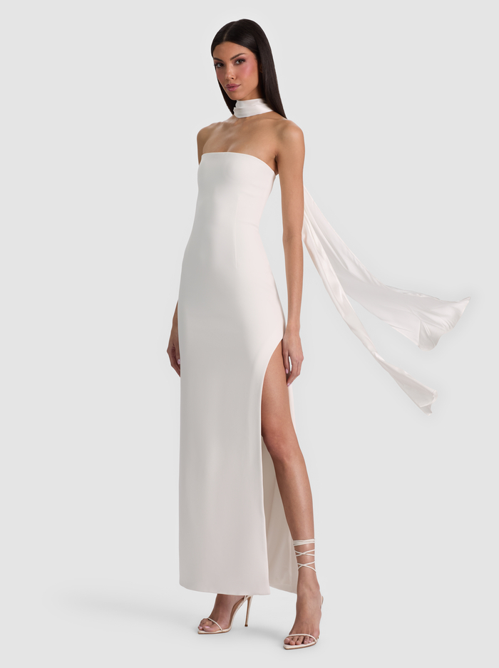 CHANA MAXI DRESS WITH SCARF - OFF WHITE - ALICE + OLIVIA