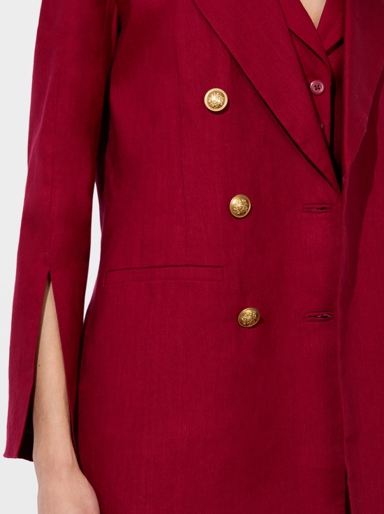 DARK CHERRY-CAMPBELL LINEN BLAZER