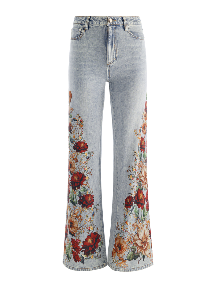 CHIC PRINTED JEAN - ROCKSTAR BLUE/FLORAL RADIANCE image 6 - ALICE + OLIVIA