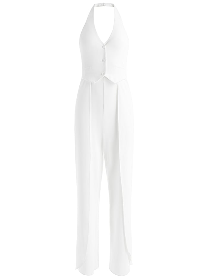 ROBIN HALTERNECK VEST JUMPSUIT - OFF WHITE image 5 - Alice And Olivia